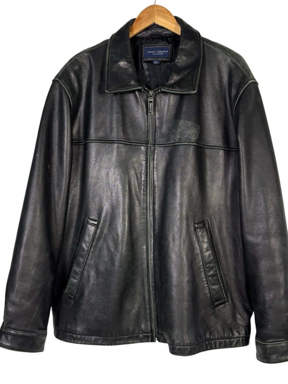 Daniel Cremieux Lambskin Leather Jacket Men’s XL Black Full Zip Coat